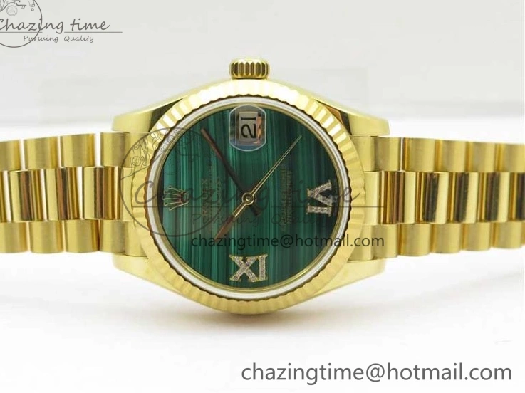 Best 31mm Malachite Bracelet EWF on Dial YG Daydate YG Edition 278288 Green ETA2688 President 0416